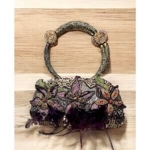 Vintage Mary Frances Beaded Snakeskin Embossed Top Handle Bag